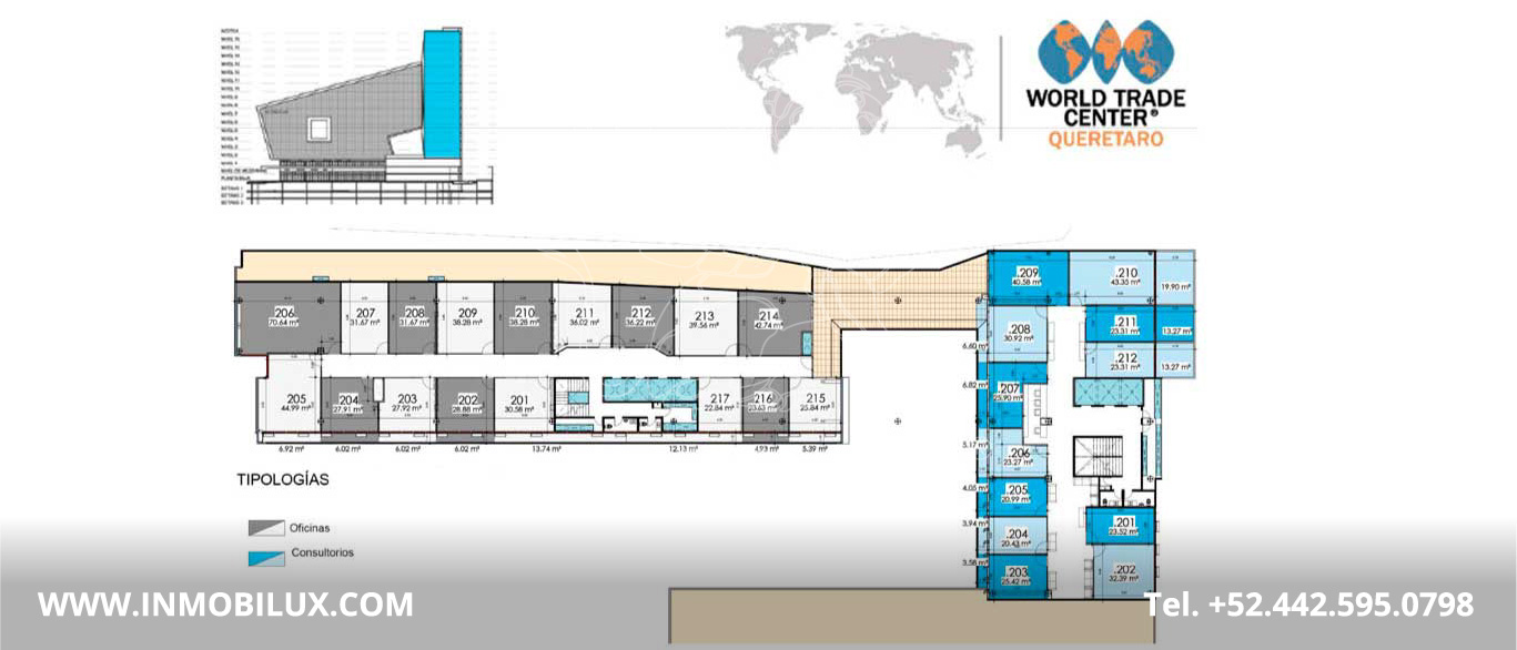 planos oficinas World Trade Center Querétaro