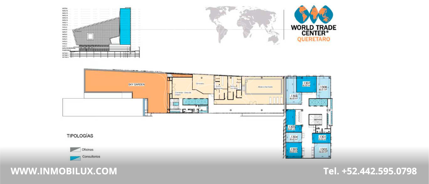 planos oficinas World Trade Center Querétaro
